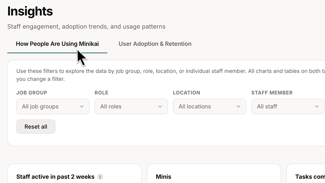 **Minikai Portal** — a new customer dashboard at portal.minikai.com with Insights, Usage, and Billing for your workspace.