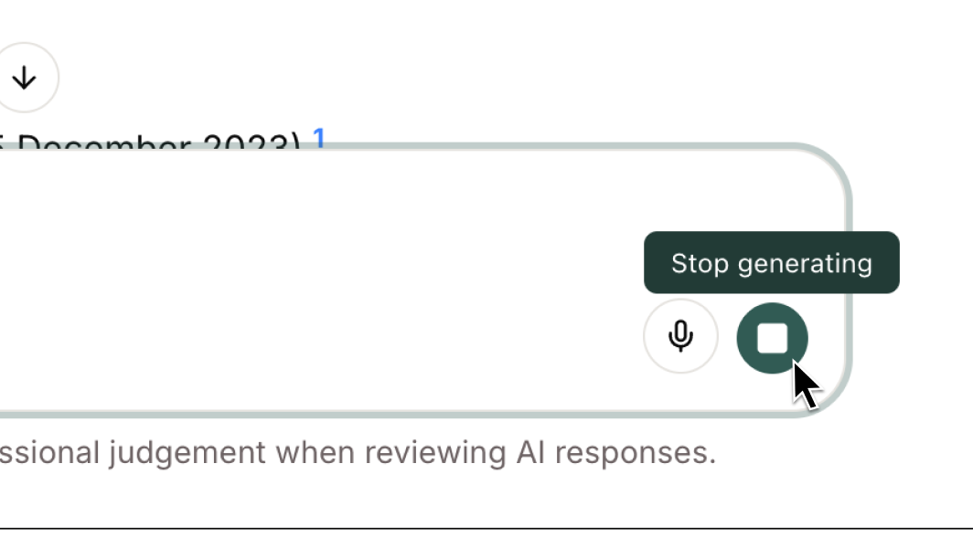 **Stop button in chat** — interrupt a streaming response at any point instead of waiting for it to finish.