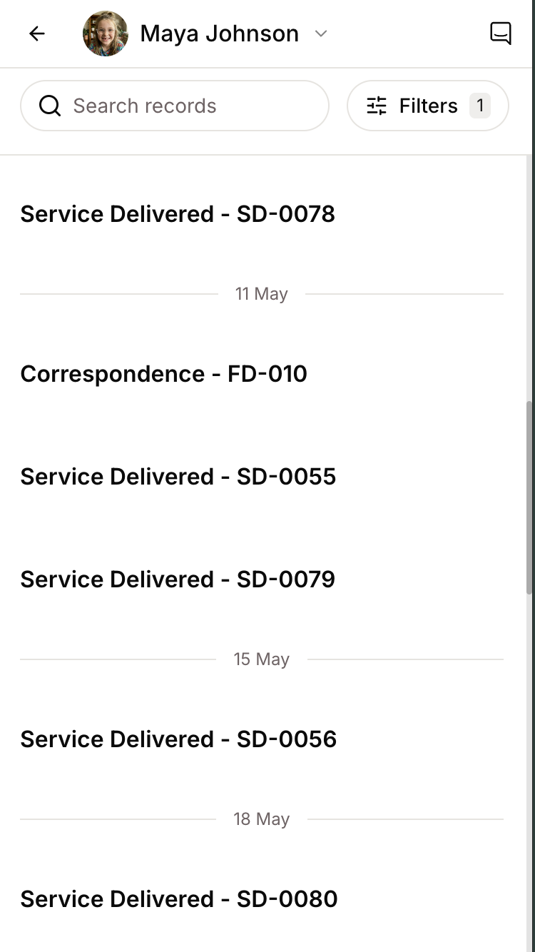 **Better on mobile:** the timeline filters collapse into a tidy drawer, the Minis sidebar is easier to read, and the timeline is much more usable on a phone.